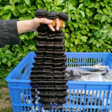 Deep wave 3 Human Hair bundle With 13x4 13x6 13x8 swiss Lace Frontal
